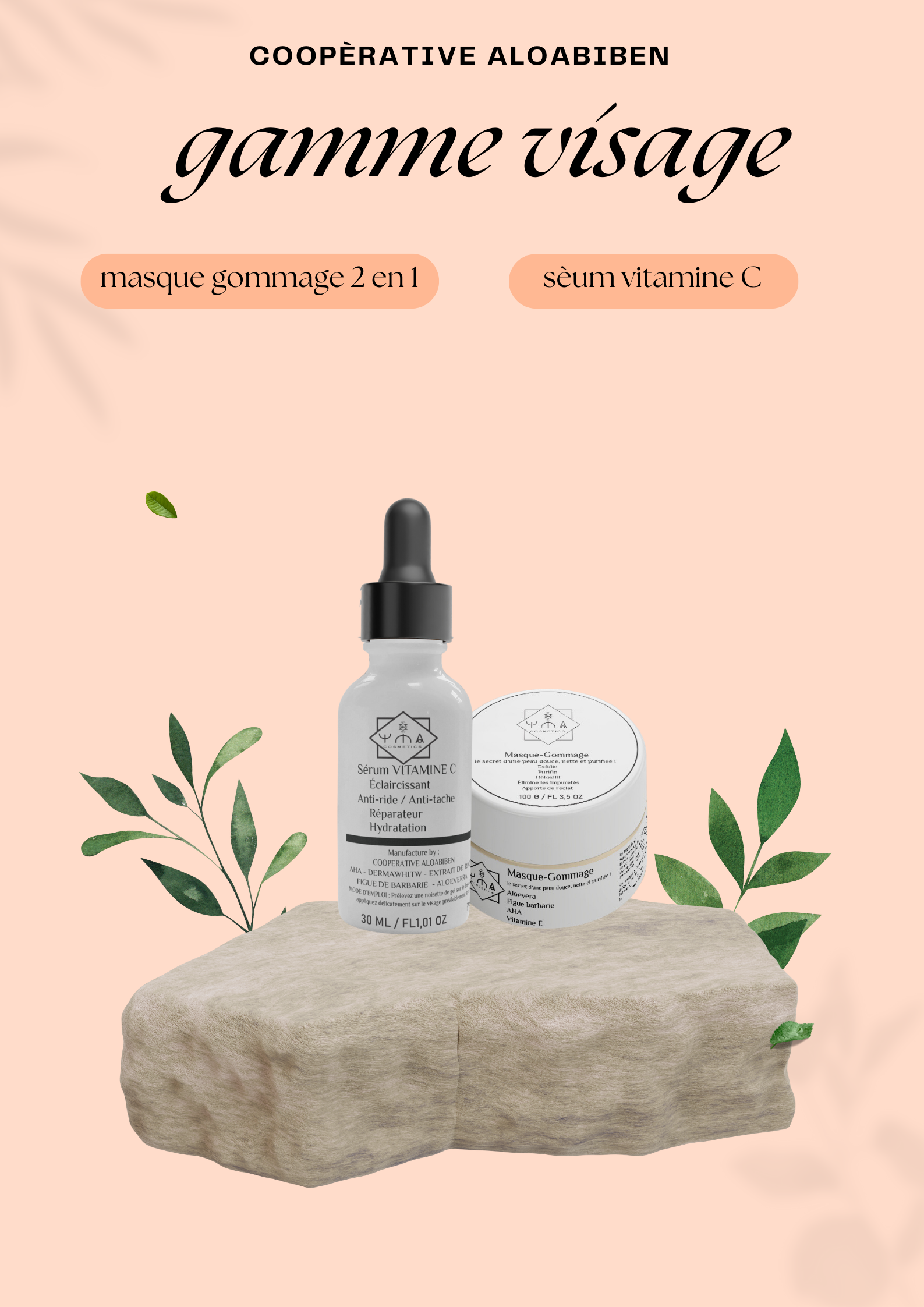 “Luminosité Éclatante” gamme visage 2 produits : Exfoliation & Purification & Éclat  & Réduction des ridules & Stimulation du collagène & Jeunesse de la peau